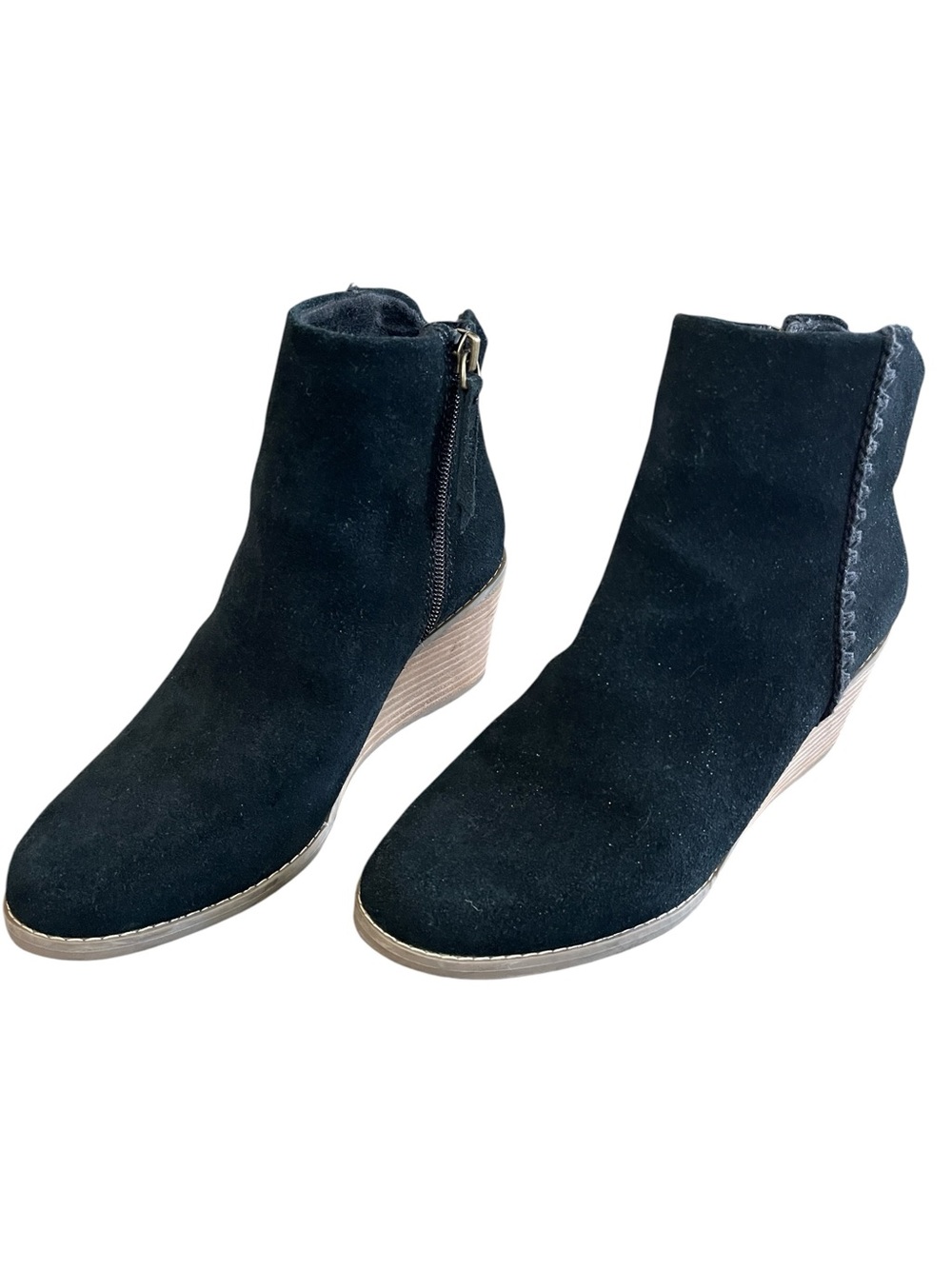 Toms Joanna Wedge Bootie Black Suede Size 6.5